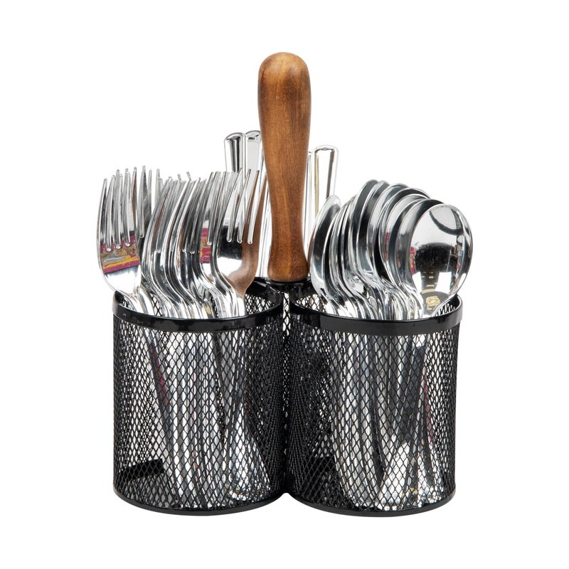 Mind Reader Utensil Holder, Silverware Organizer, Caddy, Cutlery Holder, Kitchen, Metal Mesh, 7.5"L x 7.5"W x 9.75"H, Black - Image 1